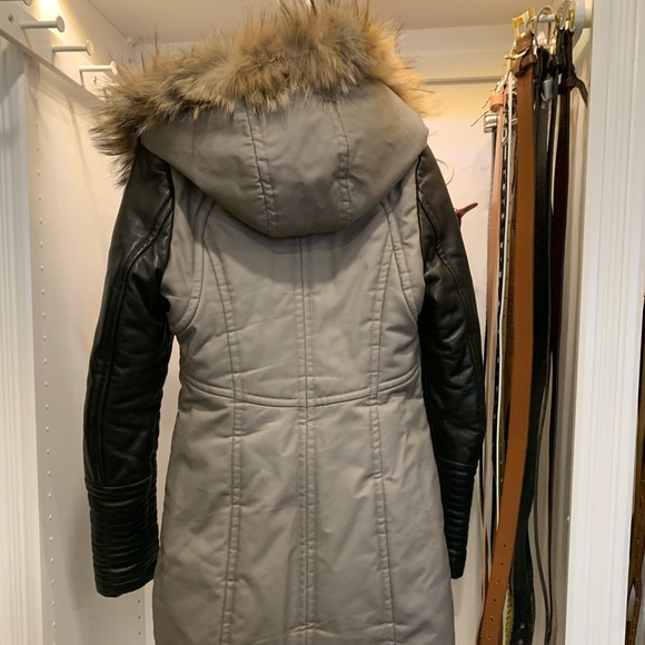 Rudsak Down Coat with leather and fur trim - Picture 4 of 14